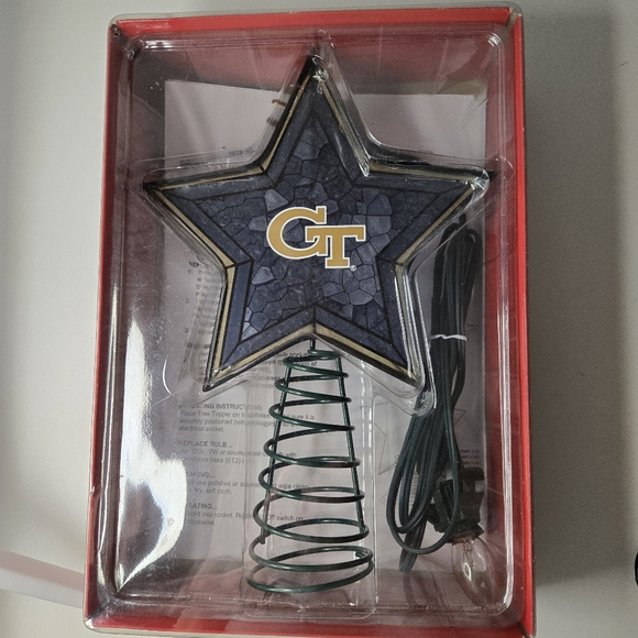 Georgia Tech Yellow Jackets Christmas Mosaic Star Tree Topper with GT Logo - Picture 6 of 6
